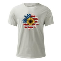 Clearice Muške košulje 4. jula Američki tees Crew izrez Pulover majica kratkih rukava majice sive m
