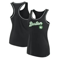 Ženska fanatika brendirana Black Boston Celtics Wordmark Logo Racerback Tank top