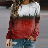 Aaimomet ženski dukseri trendi Ženski dugi rukav gornji okrugli pad vrata pulover pulover, crveni S-XXL