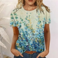 Slatki ljetni vrhovi za žene kratki rukav bluze Regularne fit t majice pulover tees vrhovi cvjetni tisak