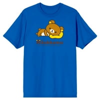 Rilakkuma Brown Bear leži na jastuku Crew vrat kratkih rukava kraljevska plava muška majica-3xl
