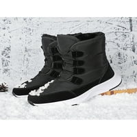 Ymiytan ženske čizme za snijeg čipke zimske čizme Mid CALF tople plijene hladno vrijeme vodootporni čizme lagane plišane cipele na otvorenom crne cipele 5