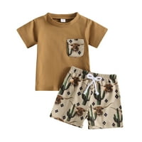 Baby Boy Ljetna odjeća 3Y krava Print Majica kratkih rukava Casual Hrafs Toddler Boy Outfits