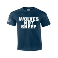 Muški vukovi nisu ovce domoljubljeni američki rukav za zastavu Majica-Heather Navy-5xl