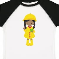 Inktastična afrička američka djevojka, kabanica, kiša, čizme, žaba poklon toddler toddler djevojka majica