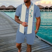 Cuoff Hawaiian Odjeća za odmor Men Set, Muškarci Set Outfit Beach Dugme Down majica i pantski set Summer
