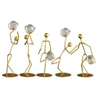 Zlatni sportaši sa kristalnom kugličnom dekoracijom Metalna geometrijska skulptura za kućnu kancelariju