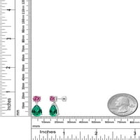 Gem Stone King Sterling Silver Green Nano smaragdno i ružičasta minđuša na minđuša za žene