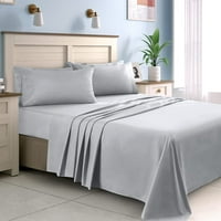 Broj nit Egipatski pamučni četverodni lim za krevet postavljen duboki džep veličina puna XL boja srebrno siva čvrsto