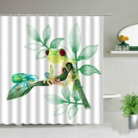 Crtana životinja Žaba zeleni list Ispis tuš za zavjese za djecu Dječji kupatilo Dekor zaslona Vodootporna
