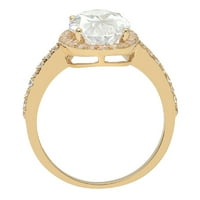 2. CT ovalni rez Clear Simulirani dijamant 14k žuto zlato ugraviranje izjava bridalna godišnjica angažman