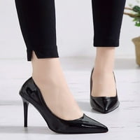 Krokowalk ženske visoke potpetice klizanje na pumpama šiljaste cipele na prstiju dame dame vjenčani komfor stiletto crno 9