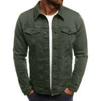 Muški plus veličine kaput muško zimsko dugme Čvrsta boja Vintage jakna vrhova bluza Clearence Green