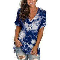 Zermoge T-majice vrhovi bluze za žene plus veličine, ženska moda plus veličine gradijent boja V-izrez
