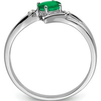 Sterling srebrni rodirani smaragdni i dijamantni prsten izrađeni u Indiji QR6376E-6