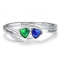 Personalizirana godišnjica Ljubav Srce Obećaj prsten za žene Sterling Silver sa imenima i simuliranim