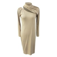 Ljetne haljine od poliestera za žene s dugim rukavima s velikim rukavima Čvrsta ljubav A-line Khaki XL
