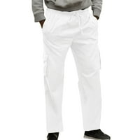 Entyinea muns modni trenerke sa labavim fit elastičnim wasit patchwork sredskih pantalona bijelih l