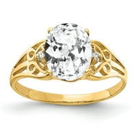 Čvrsta 14k žuto zlato 9x ovalno kubična cirkonija CZ vs dijamantska godišnjica prstena veličine 6