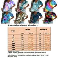 Prednjeg swalk Ženska majica Tie Dye Ljetni vrhovi V izrez T Odluka za prozračnu majicu TEE kratki rukav