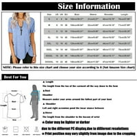 V izrez Womens T majice Kratki rukav Ležerne prilike pune labave bluze s patentnim zatvaračem