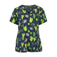 Žene ljetne vrhove okrugla dekoltena ravna odjeća za bluze Grafički printira Ženske majice Kratki rukav