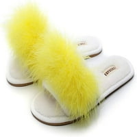 Krznene papuče za žene Ljeto jesen Fluffy Furry Mekani plišani otvoreni nožni tobovi stana cipele