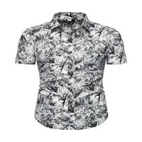 Voguele muškarci Havajski setovi s kratkim rukavima Havaii odijelo za spuštanje padne majice Summer Košulje + kratke hlače, ležerne bijele xxl