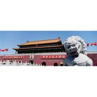 Posteranzi dpi1878564large Stone Lion Statue i portret Mao na Tiamanmenom posteru Print, - Veliki