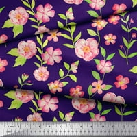 Soimoi ljubičasta svilena tkanina periwinkle & peony cvjetna otisnuta tkanina od dvorišta širom dvorišta