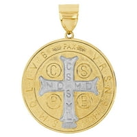 14k žuto zlato bijeli rodijum, svetac Benedikt Medaljni privjesak religiozni šarm sa 16 lancem dainty