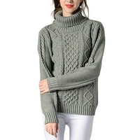 Žene duge prevelizirani džemper Ženska kornjača, puni pleteni pleteni džemper s dugim rukavima kabel
