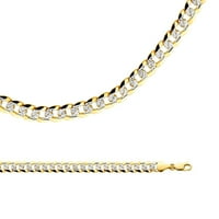 Kubanska ogrlica sa čvrstim 14k žutim bijelim zlatnim lancem Pave Diamond Cut dva tona velika teška