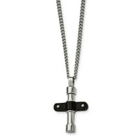 Polirano crne IP križne ogrlice od nehrđajućeg čelika; ; za odrasle i tinejdžere; Za žene i muškarce