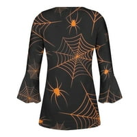 Holloyiver ženski Halloween vrhovi notch V izrez Tunic Tops rukava s labavim bluzama T-majice S-2XL