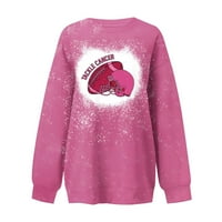 Ženska labava vrhova Duks jesen proljetni pribor ragbi pulover modna odjeća dugih rukava s dugim rukavima Okrugli vrat arhivnost grudi djevojke ružičasta xl