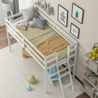 Potkrovni krevet Drveni, dvostruki veličine Drveni krevet sa niskim potkrovljem sa ljestvicom i štitnikom