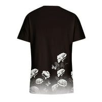 Fragarn cvjetni tiskovi za žene kratki rukav plus veličine T majice V izrez Ležerne košulje za vježbanje