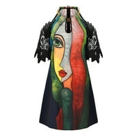 Ljetne haljine za prodaju za žene plus veličine kratkih rukava Čvrsta boja čipkaste haljine okrugli