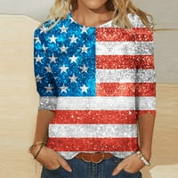 Ženska američka majica zastava Patriotska majica Tee 4. srpnja Tees Vintage V izrez Košulja Ljetni kratki rukovi vrhovi kratkih rukava
