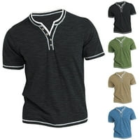 Muški obični kratki rukav Henley V-izrez T Majica Ljetni casual pulover Top bluza