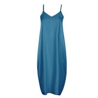 Plus size Ljetne haljine za žene casual maxi haljina za čišćenje ženske modne remen Srednji struk V-izrez
