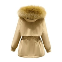 Miayilima plus veličine za žene za žene Plus veličina dnevno zimski kaput rever ovratnik dugih rukava vintage zgušnjava kaput jakna toplo s kapuljačom debelim podstavljenim odjećom KHAKI XL