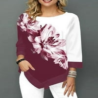 Tomshoo Modna ženska cvjetna od tiskane bluze plus veličine rukava Nepravilni hemline O vrat Spring
