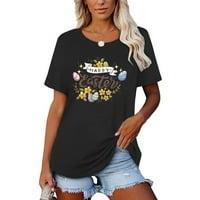 Ženska modna Uskršnja štampanje O-izrez kratka majica labava bluza