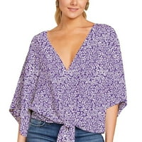 Bluza s rukavima Modna žena kauzalna bluza za ispis V-izrez 3 4Sleeve bandag majica ljetnih vrhova