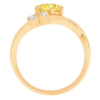 0,96ct Okrugli rez žuta simulirana dijamant 18k žuta zlatna godišnjica Angažovanje kamenog prstena veličine
