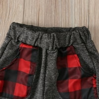 Gubotare Toddler Boy Set outfit Set Red Black Plaid Prints Tops Hlače Outfits Odjeća Set za odjeću za