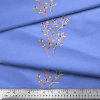 Soimoi Blue Poly Georgette tkanina umjetnička lišća tkanine otiske sa dvorištem širom