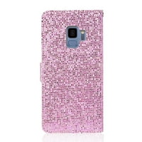 Mantto futrola za Samsung S Plus, Girly Bling Glitter Card Cretne utora Noćnik, magnetni ručni remen